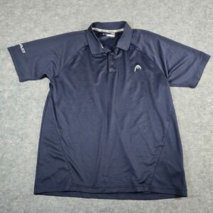 HEAD Mens Navy Blue Performance Athletic Tennis Polo Shirt Large